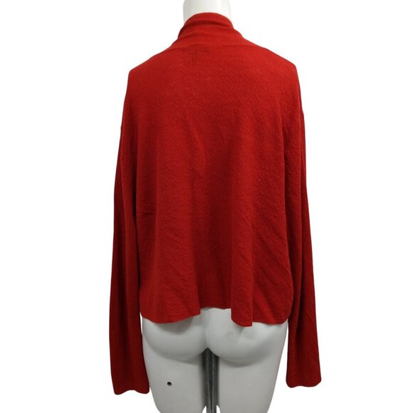 Eileen Fisher 100% Wool Open Front Waterfall Cardigan Size XL Orange Lightweight - Picture 7 of 11